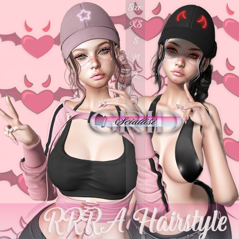RRRA Hairstyle: varianti rosa e nero con cappello / Pink and black versions of RRRA Hairstyle with a cap