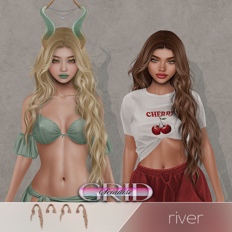 River Hair: due avatar con capelli lunghi e ondulati / Two avatars wearing long wavy River hair